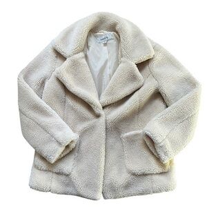 Sebby Cream Pocketed Faux Shearling Teddy Jacket size Large.